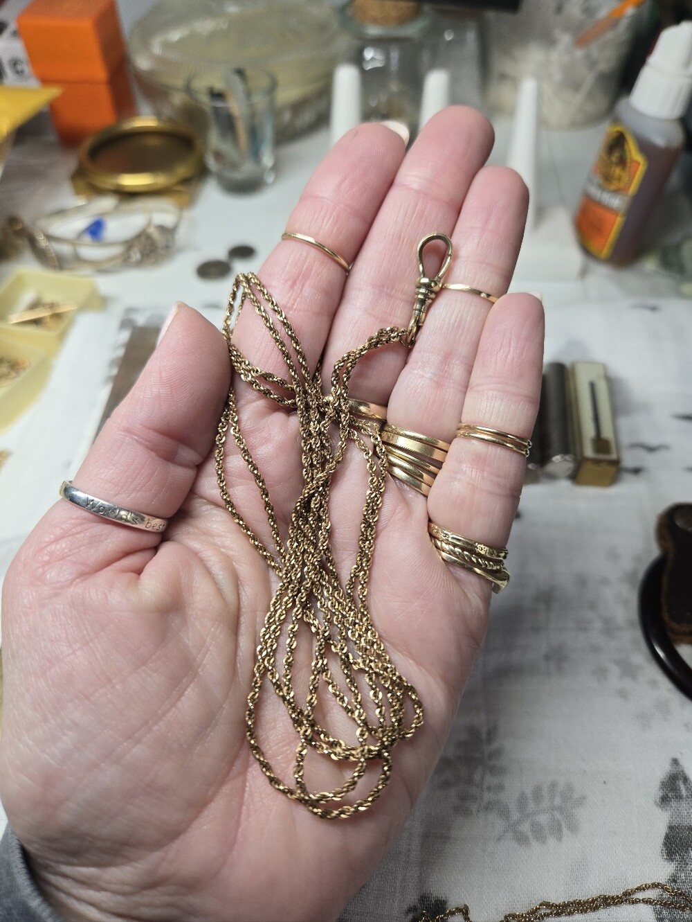 Vintage Gold Filled Rope Watch Chain Necklace
